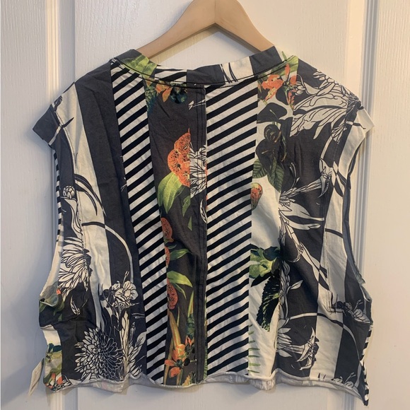 Free People Inspire Printed Striped Floral Boxy Cropped Tank Top Size Small NWT - Picture 5 of 5